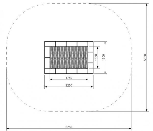 Trampolin Firkantet 150 x 225