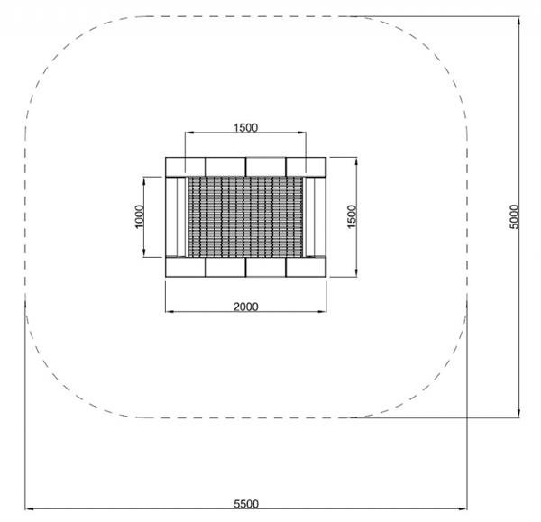 Trampolin Firkantet til handicappede 150 x 200