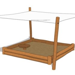 Robinia sandkasse med solsejl og sandbord
