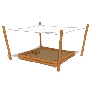 Robinia sandkasse med solsejl og sandbord