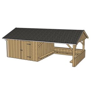 M�dested med redskabsskur 4x8 m