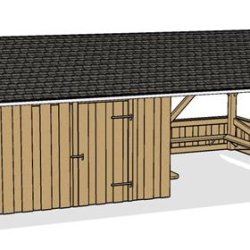M�dested med redskabsskur 4x8 m
