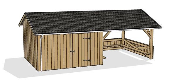 M�dested med redskabsskur 4x8 m