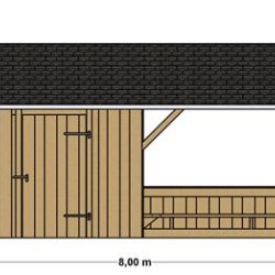 M�dested med redskabsskur 4x8 m