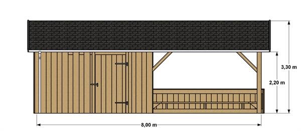M�dested med redskabsskur 4x8 m