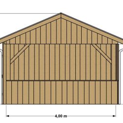M�dested med redskabsskur 4x8 m