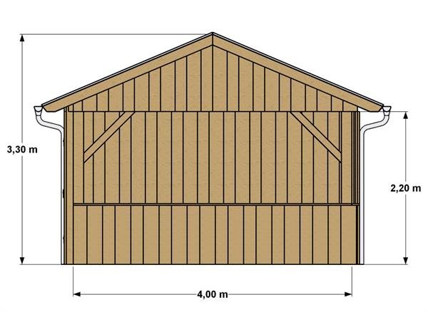 M�dested med redskabsskur 4x8 m
