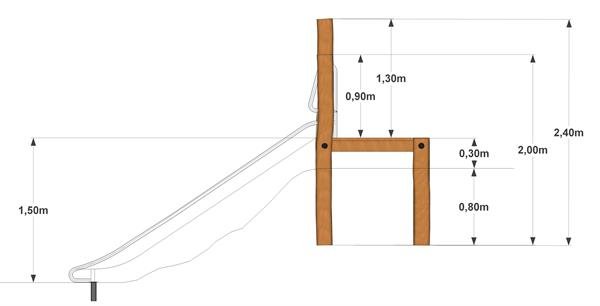 Rutsjebane 150 cm h�jde med platform 