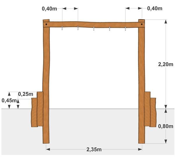 Robinia armgang med rustfri h�ndgreb