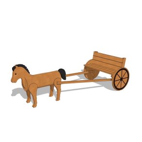 Tr�heste med vogne